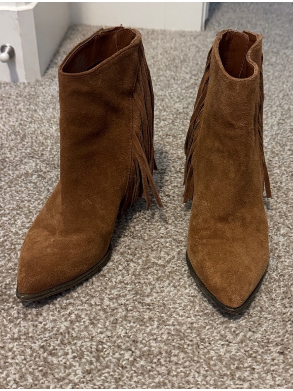 Steve Madden Brown Suede Fringe Ankle Booties